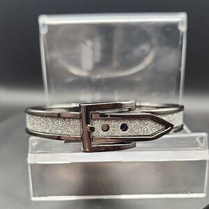 Express Silver Glitter Buckle Bracelet